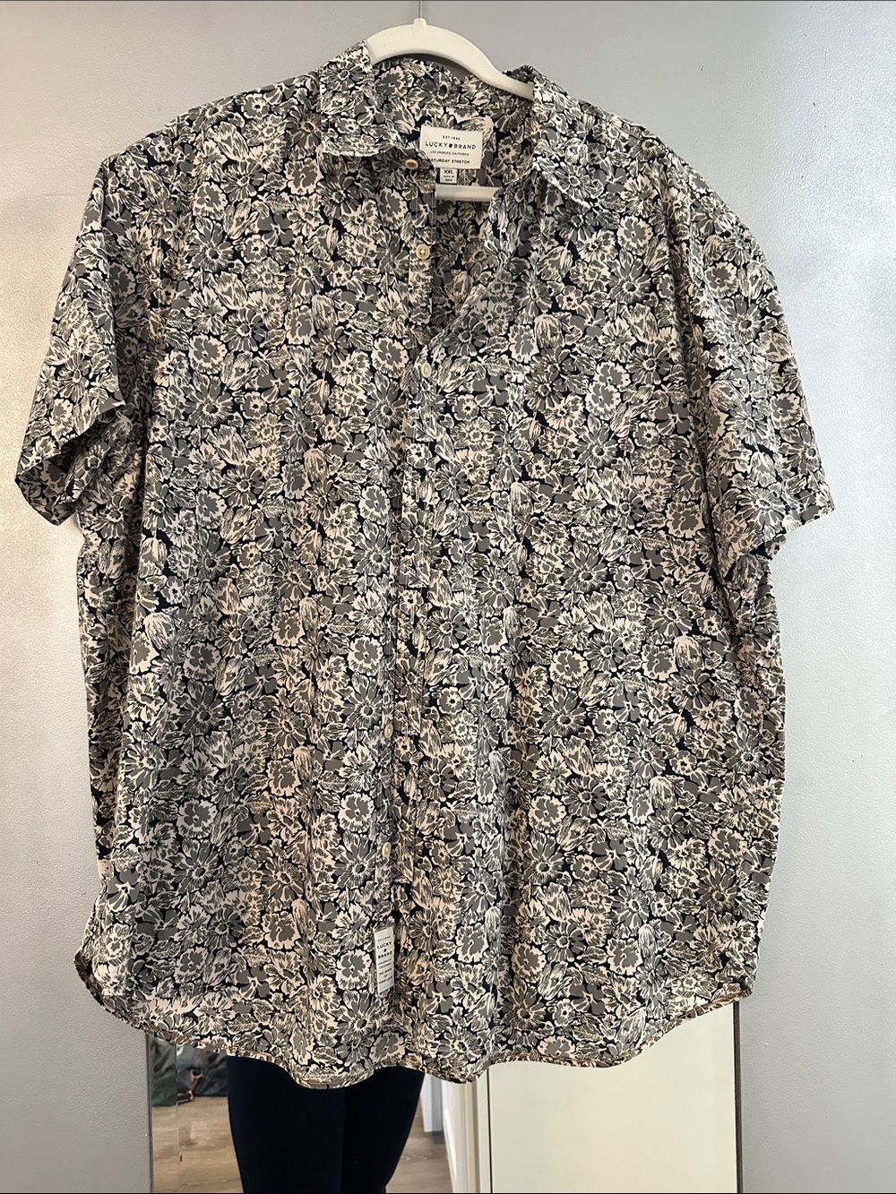 Lucky Brand navy blue and sage Floral Button-Down Shirt